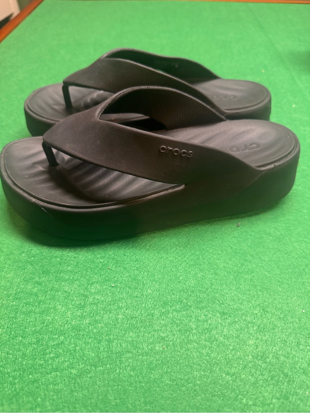 CROCS Women's Black Platform Thong Sandals